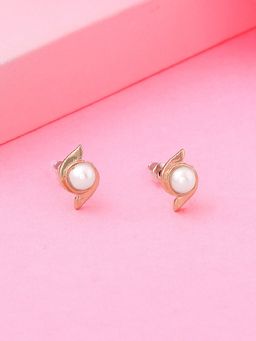 Estele - Gold Plated Classic Designer Stud Earrings with Pearl for Women